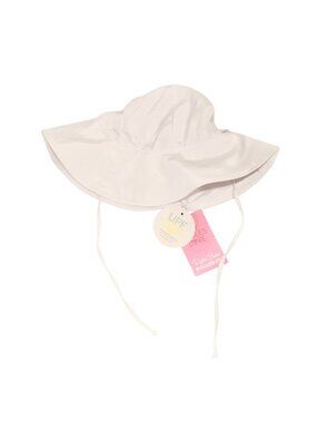 RuffleButts White Baby Sun Hat With UPF 50+ Protection & Adjustable Chin Strap S